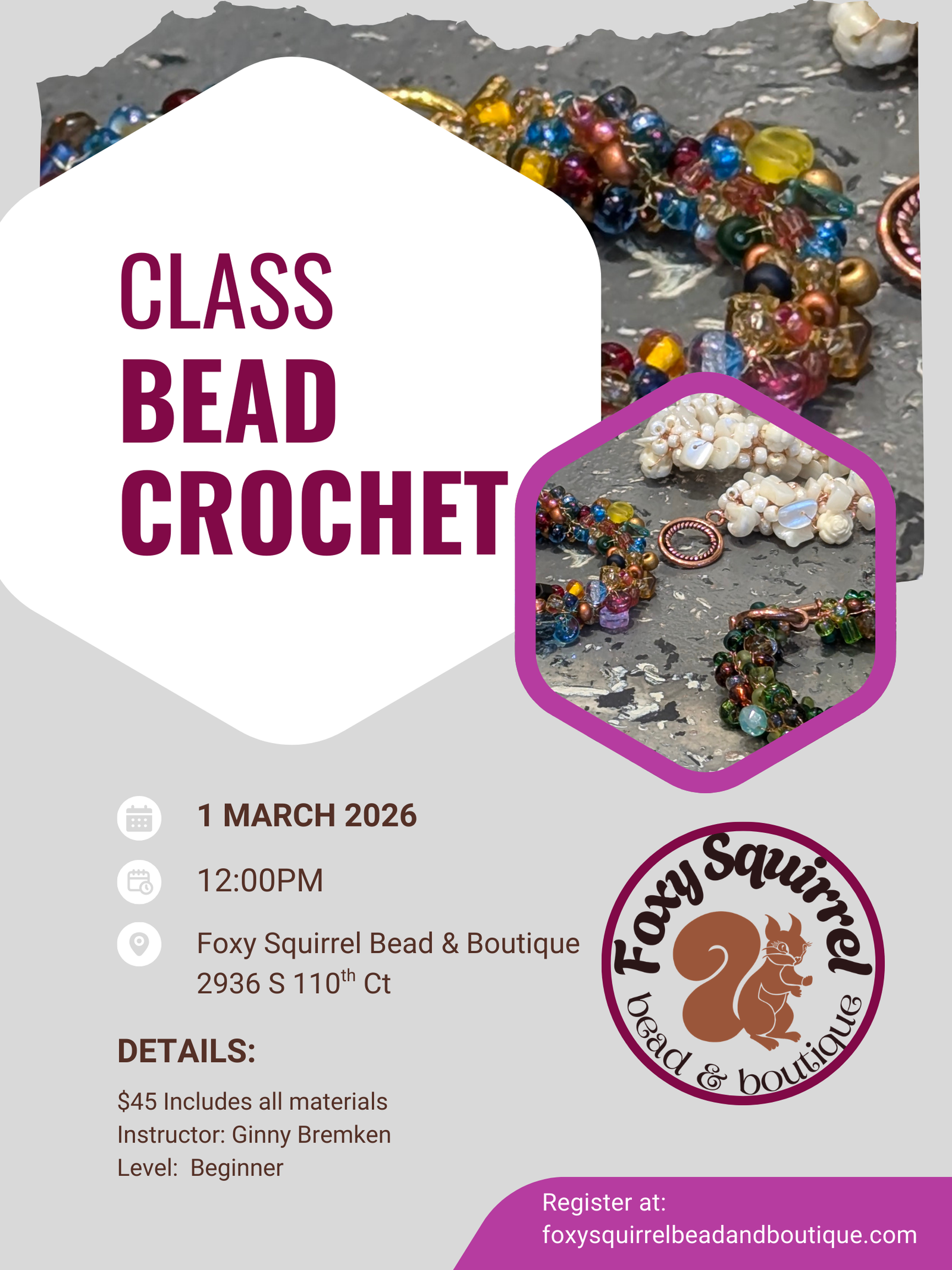 A class that combines beading and crochet