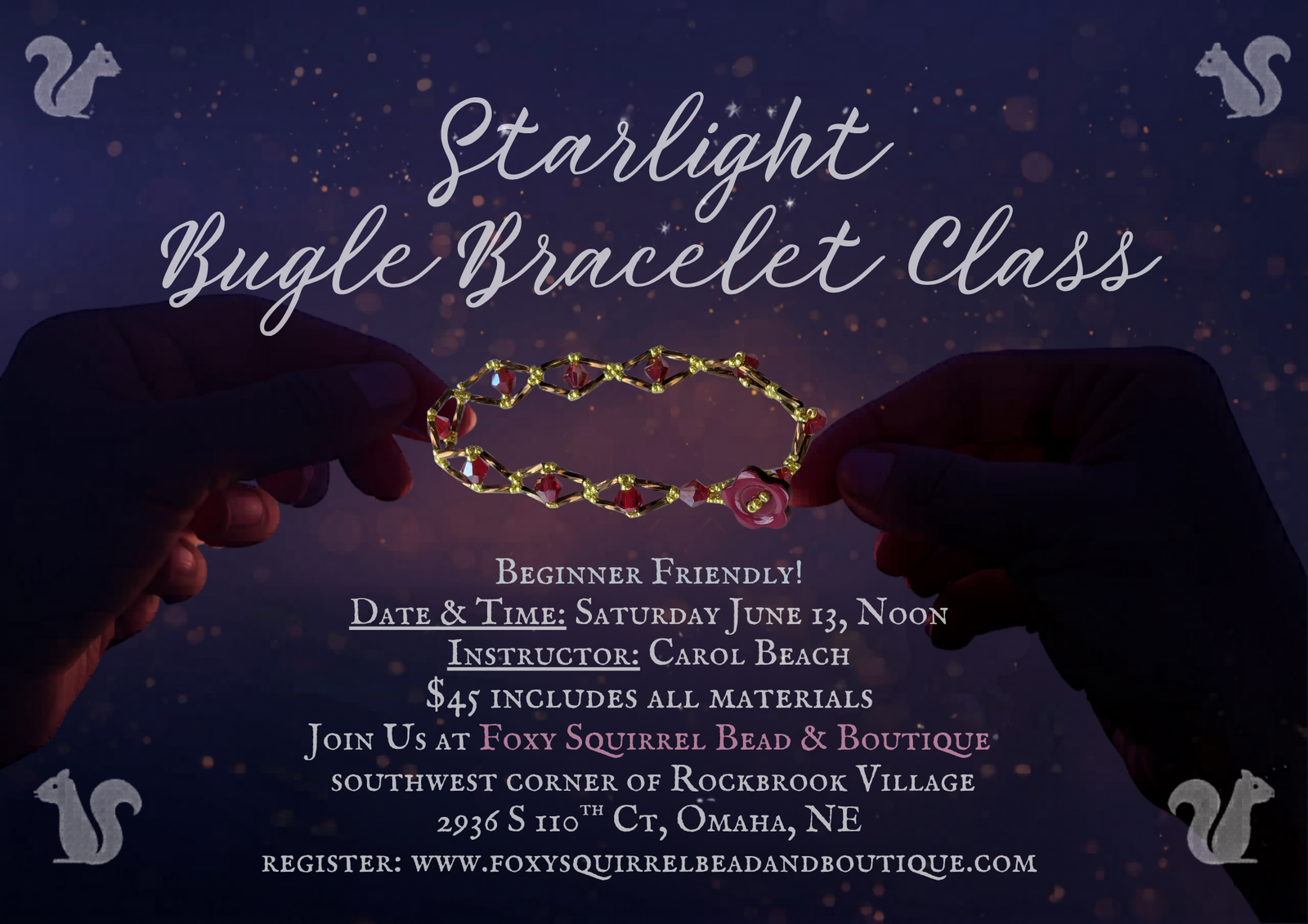 Foxy Squirrel Beading Class to create a bracelet