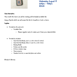 Scramble Tile Charm Class